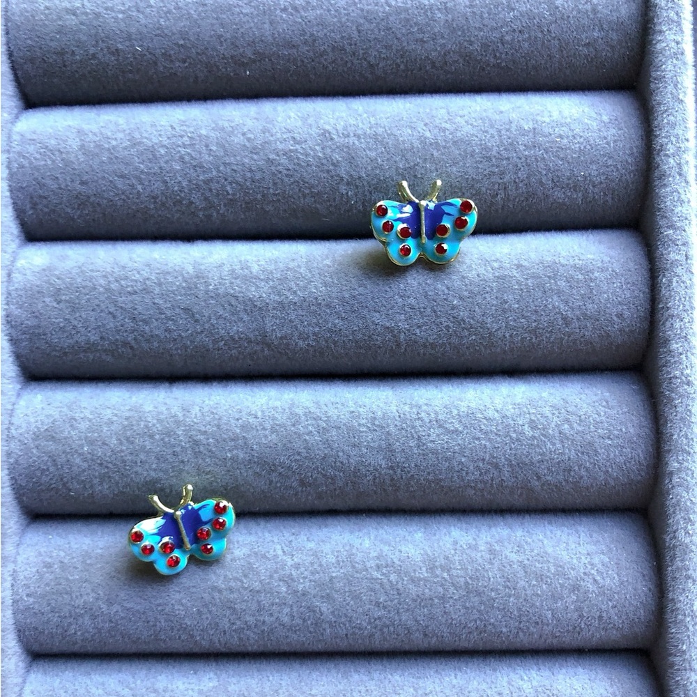 ✨Cute Blue Enamel butterfly StudEarrings - Picture 3 of 6